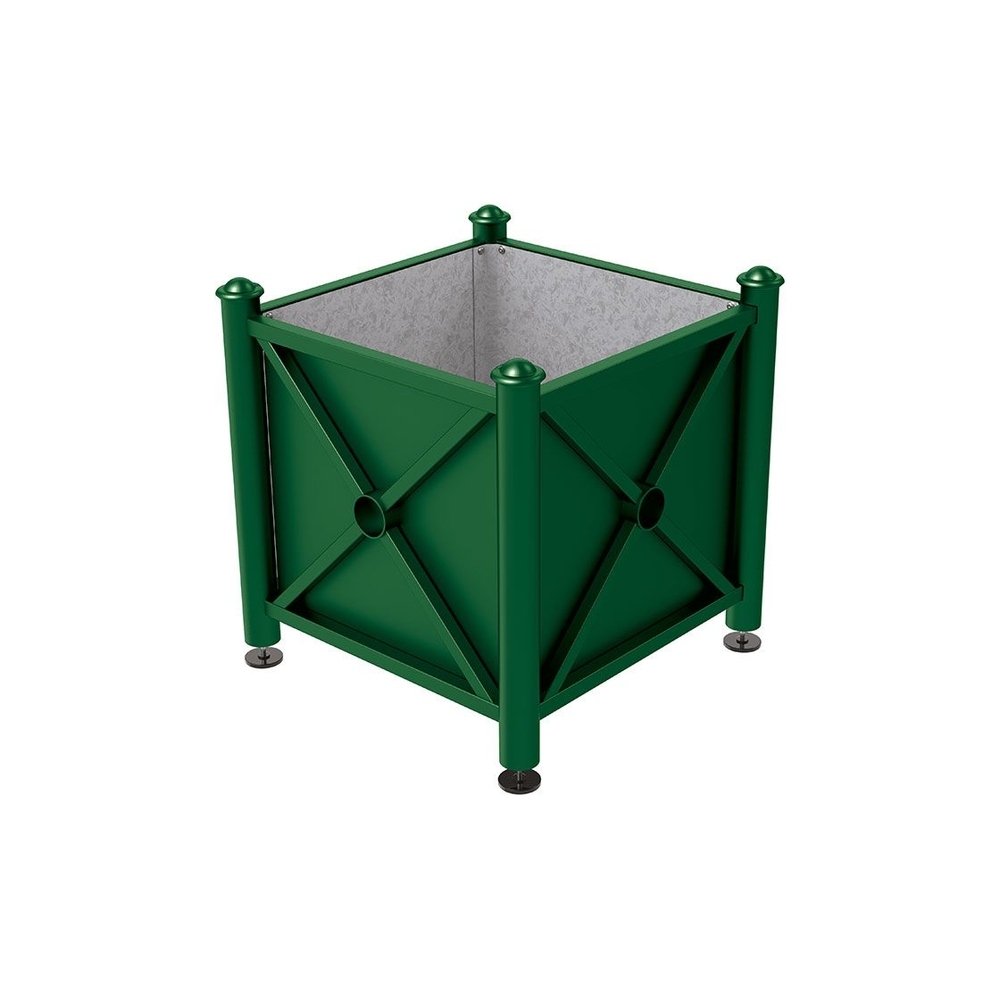 Bac à palmier acier Province Agora RAL6005 - 800x800x750 - Intérieur tôle galva - PROCITY - 201250.6005