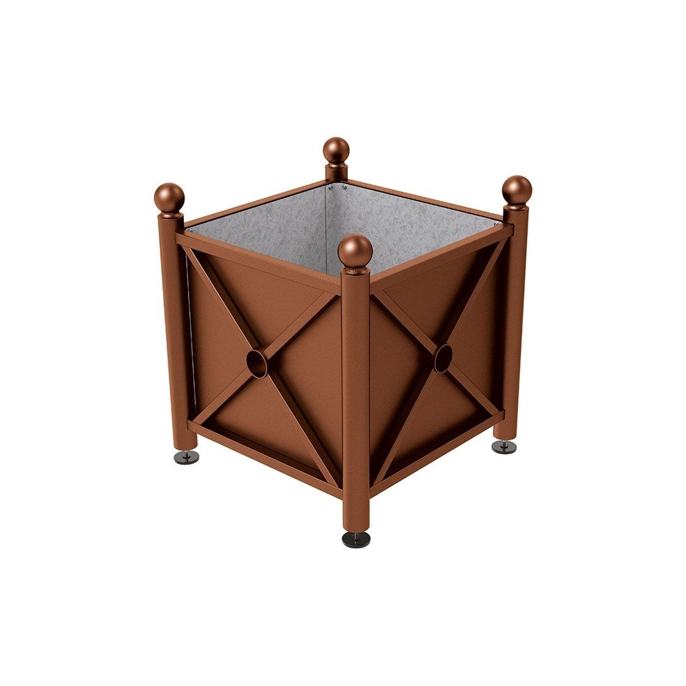 Bac à palmier acier Province Boule Aspect Corten - 800x800x750 - Intérieur tôle galva - PROCITY - 201251.S025