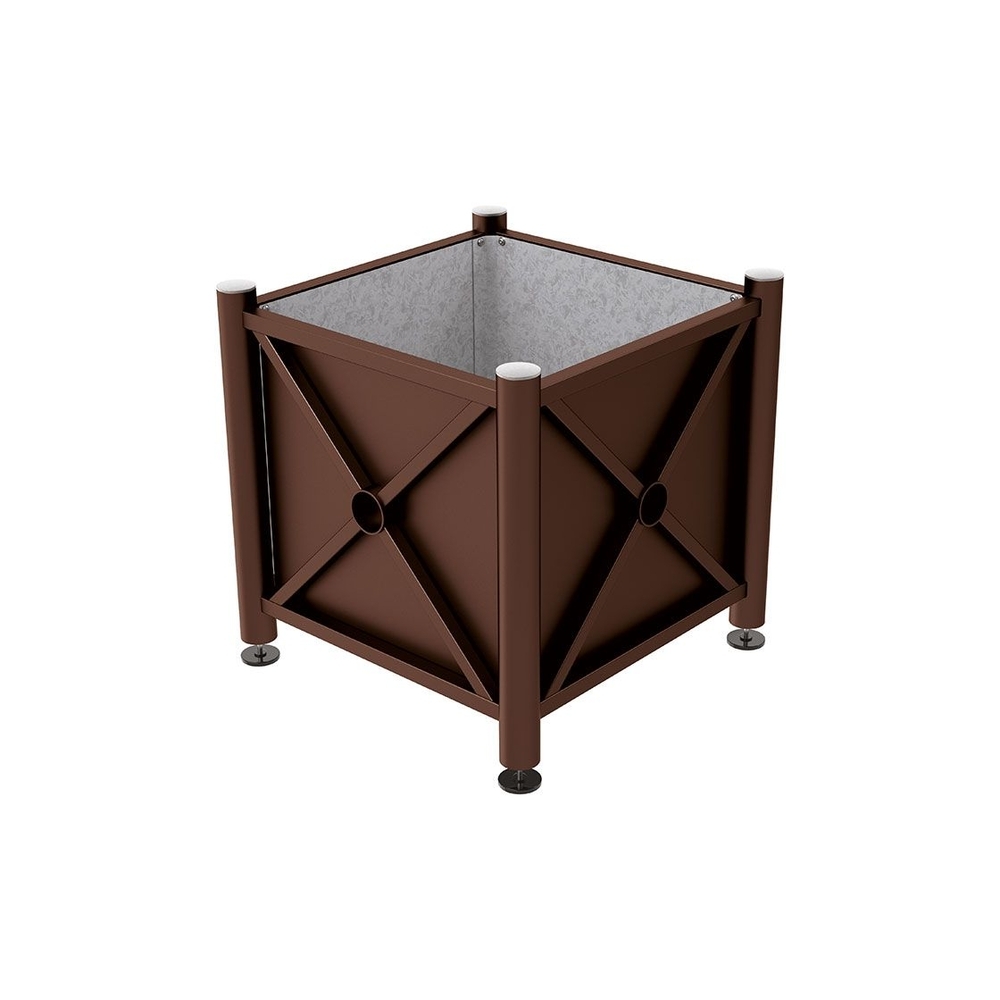 Bac à palmier acier Province Inox brossé RAL8017 - 800x800x750 - Intérieur tôle galva - PROCITY - 201262.8017