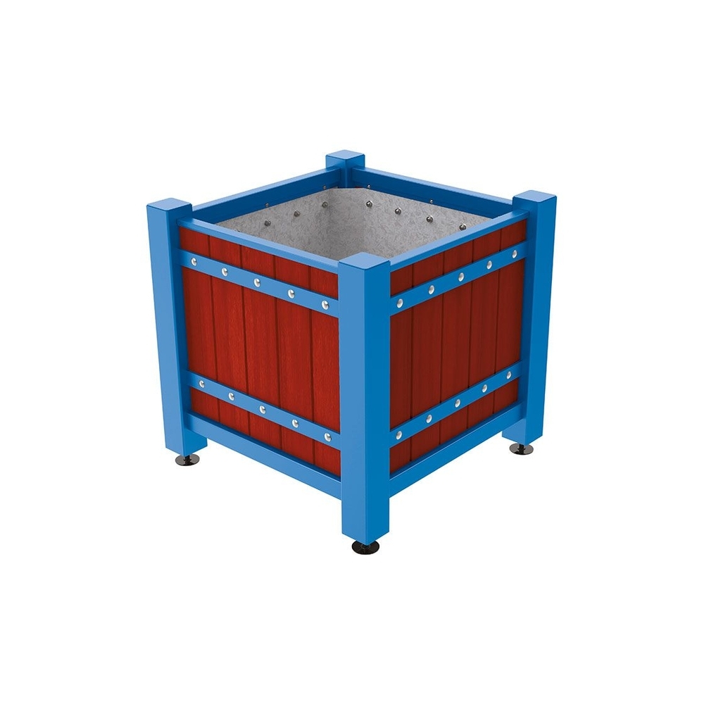 Bac à palmier Sarlat RAL5010 - lasuré acajou - 880x880x855 - Intérieur tôle galva - PROCITY - 201277.5010.ACAJ