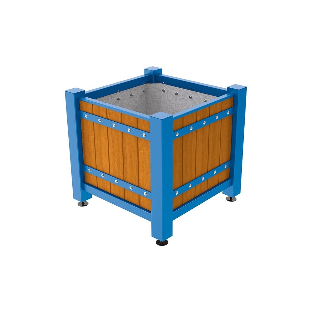 Bac à palmier Sarlat RAL5010 - lasuré chêne clair - 880x880x855 - Intérieur tôle galva - PROCITY - 201277.5010.CHEC