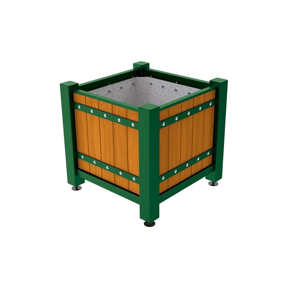 Bac à palmier Sarlat RAL6005 - lasuré chêne clair - 880x880x855 - Intérieur tôle galva - PROCITY - 201277.6005.CHEC