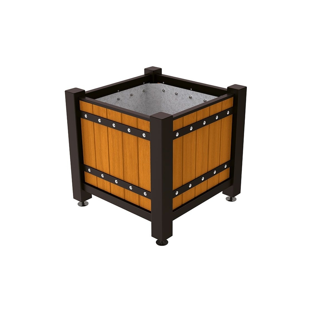 Bac à palmier Sarlat RAL9005 - lasuré chêne clair - 880x880x855 - Intérieur tôle galva - PROCITY - 201277.9005.CHEC