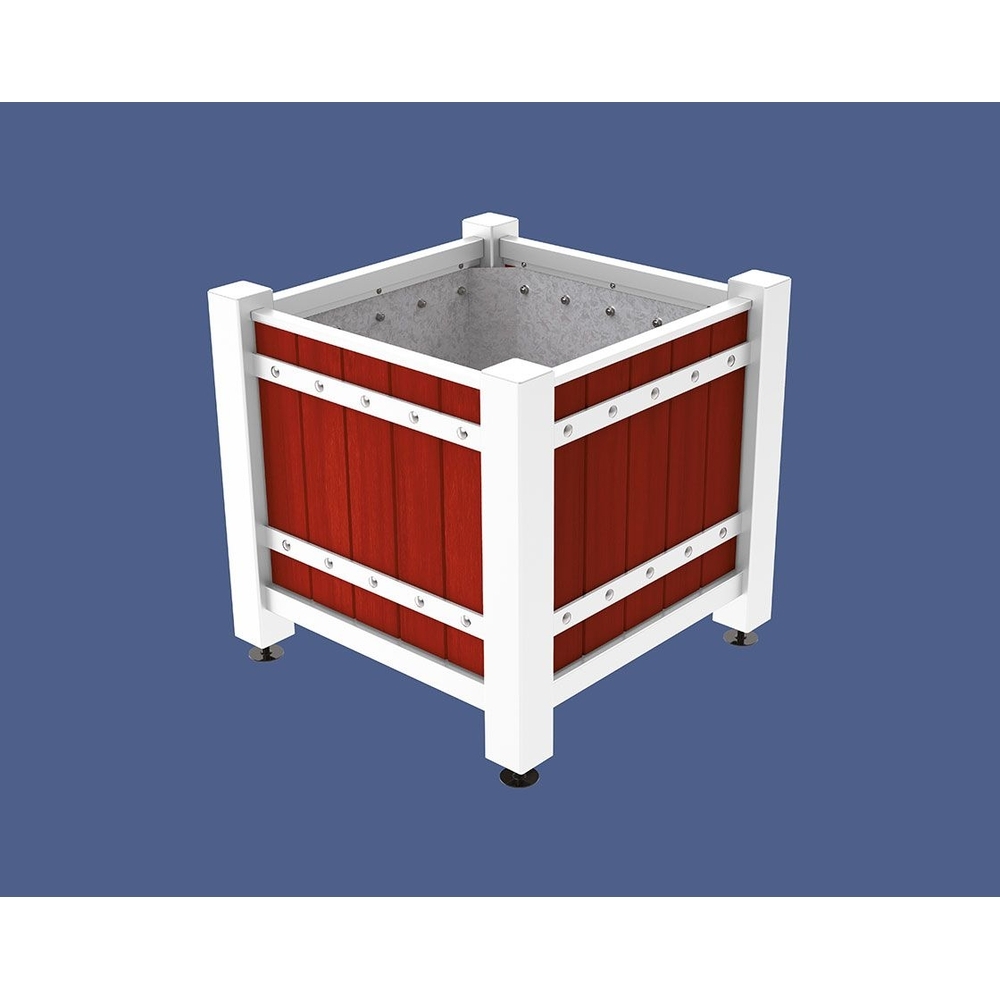 Bac à palmier Sarlat RAL9010 - lasuré acajou - 880x880x855 - Intérieur tôle galva - PROCITY - 201277.9010.ACAJ