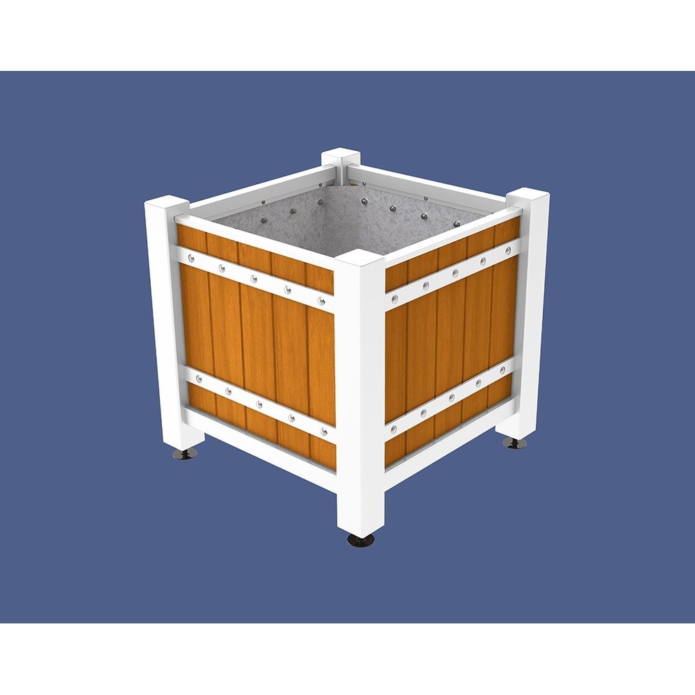 Bac à palmier Sarlat RAL9010 - lasuré chêne clair - 880x880x855 - Intérieur tôle galva - PROCITY - 201277.9010.CHEC