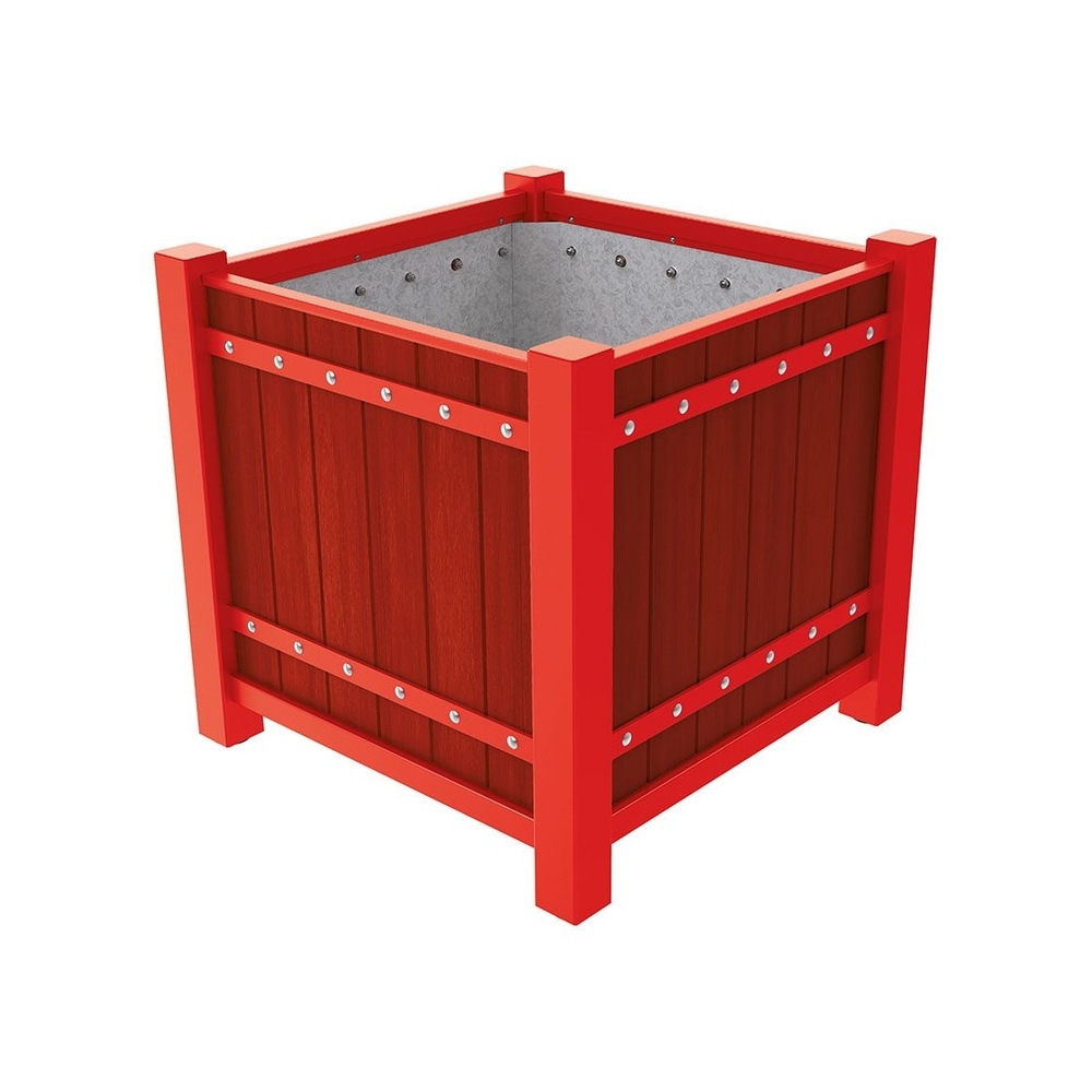 Bac à palmier Sarlat RAL3020 - lasuré acajou - 1060x1060x960 - Intérieur tôle galva - PROCITY - 201278.3020.ACAJ