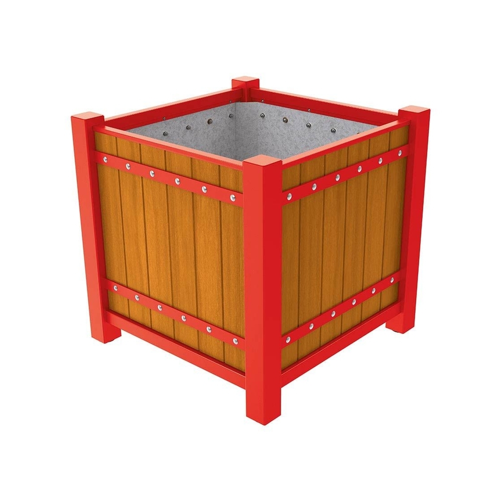 Bac à palmier Sarlat RAL3020 - lasuré chêne clair - 1060x1060x960 - Intérieur tôle galva - PROCITY - 201278.3020.CHEC