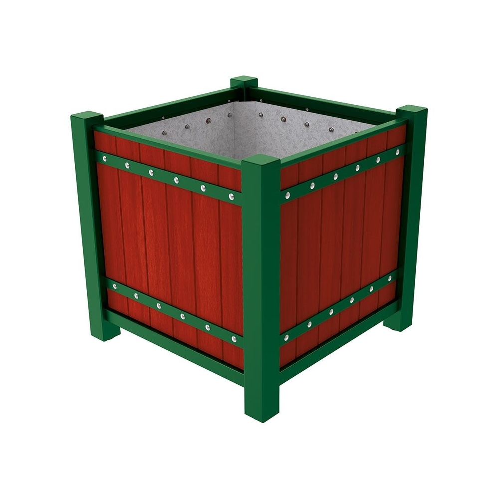 Bac à palmier Sarlat RAL6005 - lasuré acajou - 1060x1060x960 - Intérieur tôle galva - PROCITY - 201278.6005.ACAJ