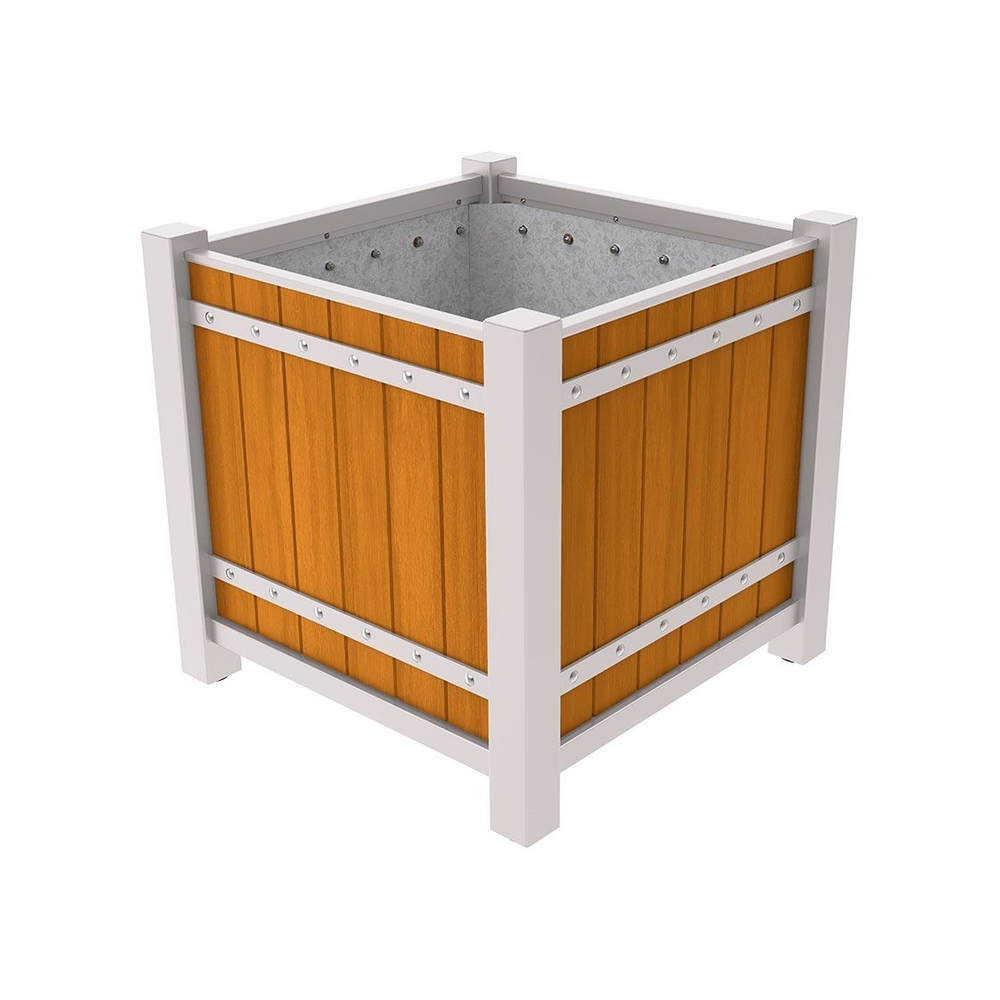 Bac à palmier Sarlat RAL7044 - lasuré chêne clair - 1060x1060x960 - Intérieur tôle galva - PROCITY - 201278.7044.CHEC