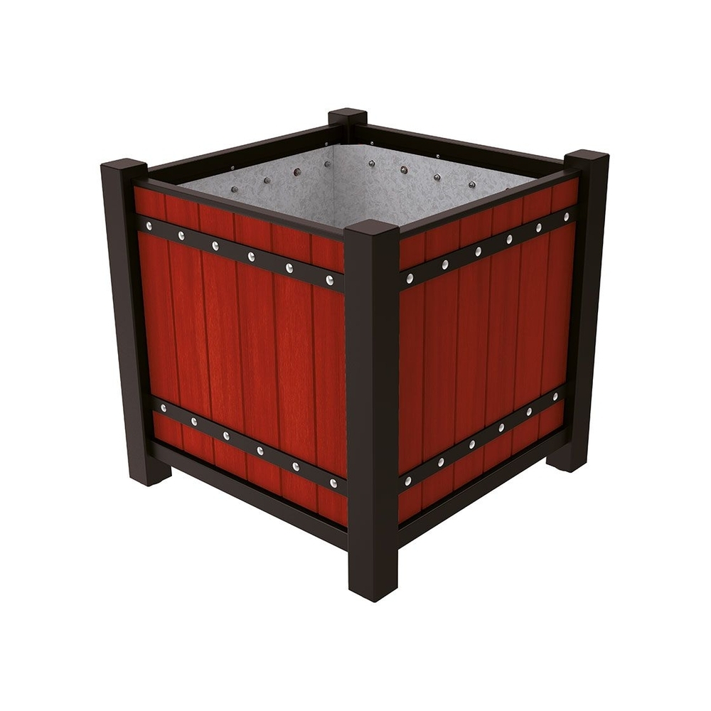 Bac à palmier Sarlat RAL9005 - lasuré acajou - 1060x1060x960 - Intérieur tôle galva - PROCITY - 201278.9005.ACAJ