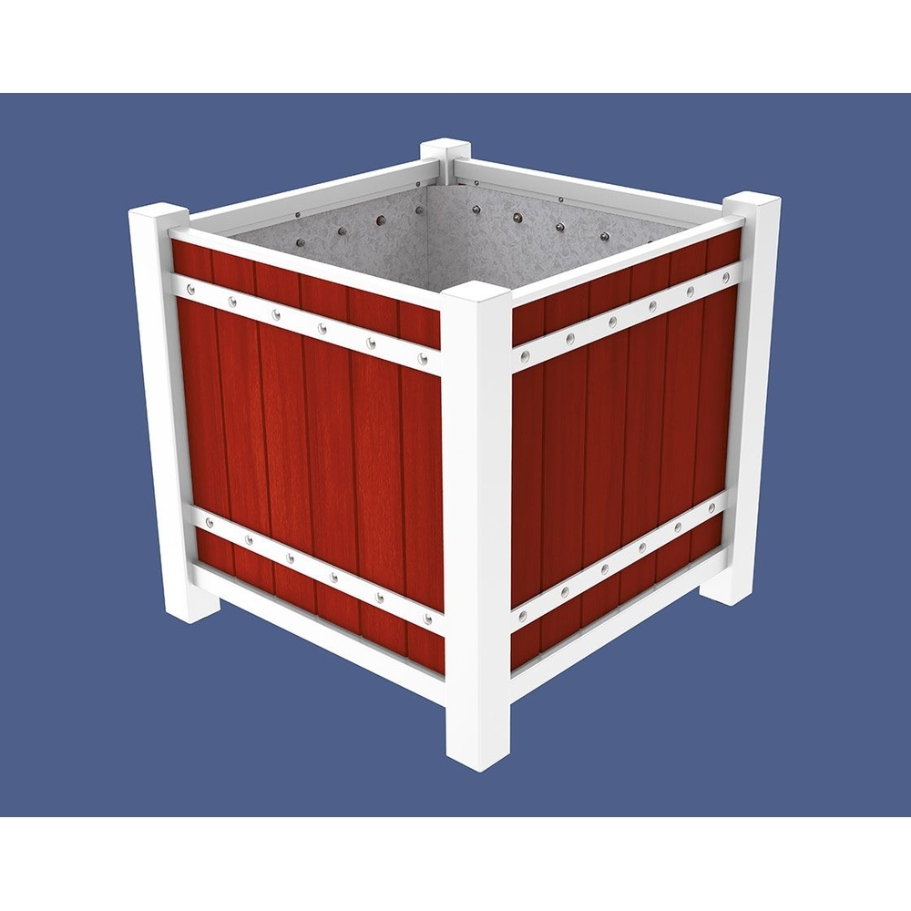 Bac à palmier Sarlat RAL9010 - lasuré acajou - 1060x1060x960 - Intérieur tôle galva - PROCITY - 201278.9010.ACAJ