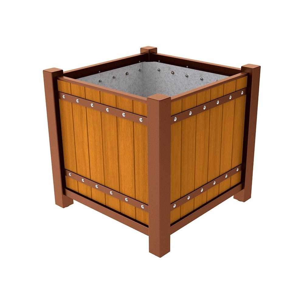 Bac à palmier Sarlat Aspect Corten - lasuré chêne clair - 1060x1060x960 - Intérieur tôle galva - PROCITY - 201278.S025.CHEC