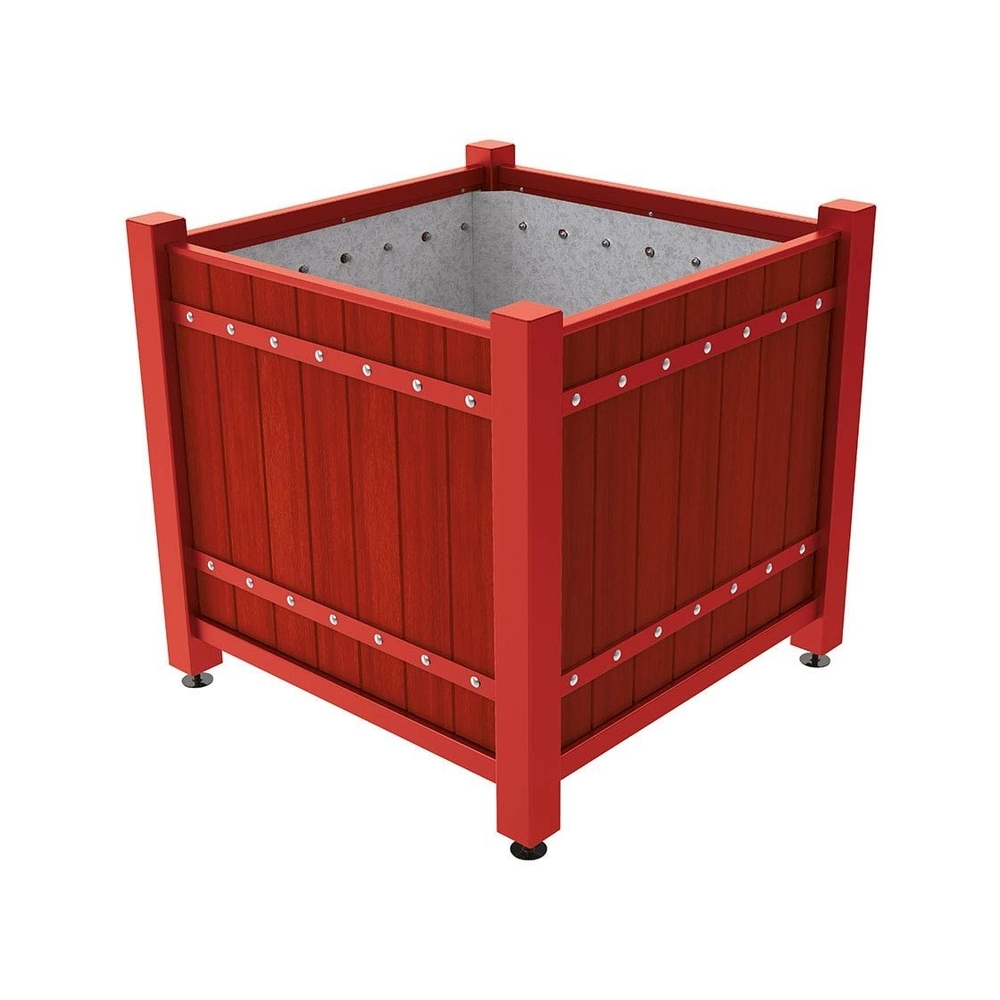 Bac à palmier Sarlat RAL3004 - lasuré acajou - 1230x1230x1185 - Intérieur tôle galva - PROCITY - 201279.3004.ACAJ