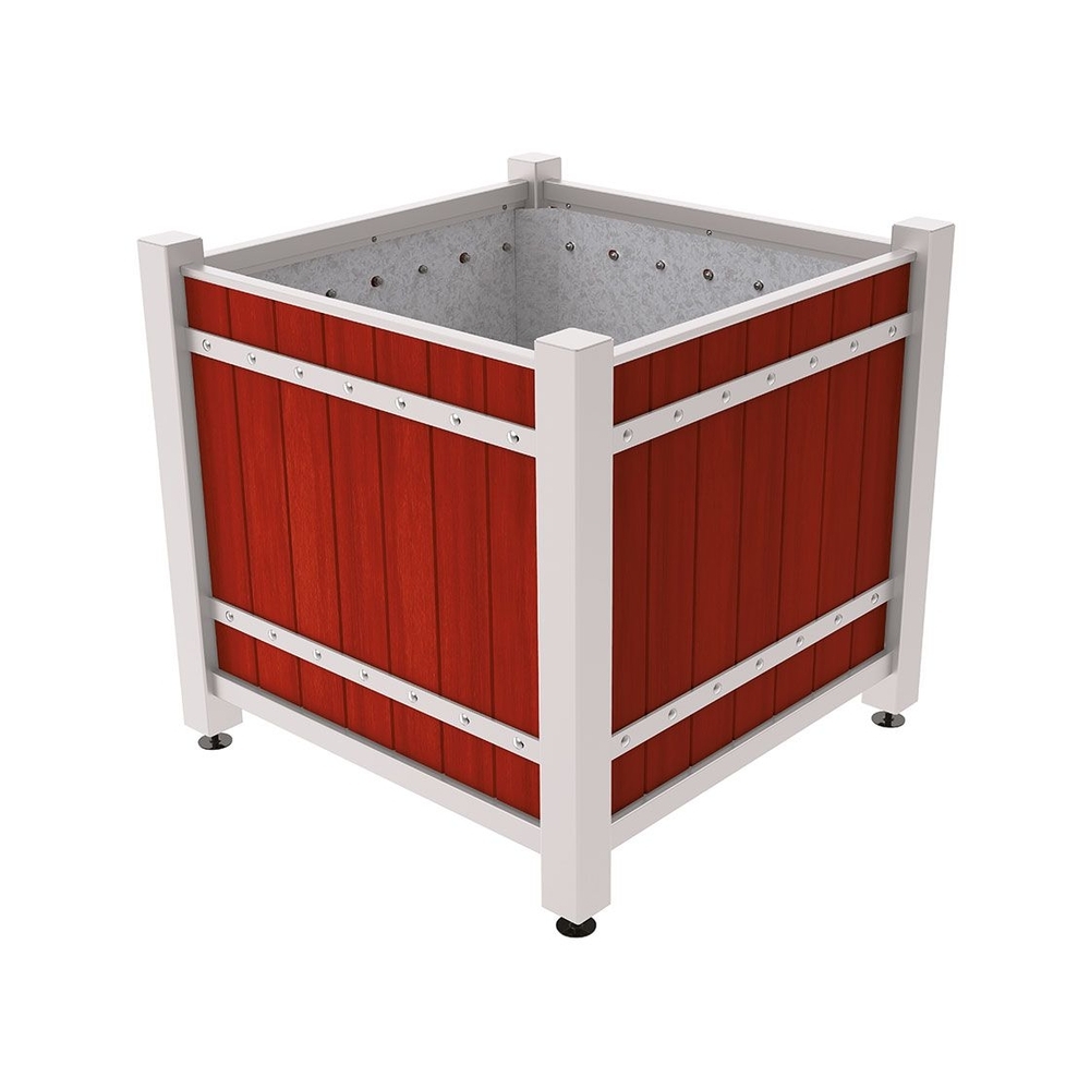 Bac à palmier Sarlat RAL7044 - lasuré acajou - 1230x1230x1185 - Intérieur tôle galva - PROCITY - 201279.7044.ACAJ