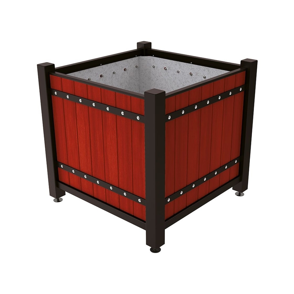 Bac à palmier Sarlat RAL9005 - lasuré acajou - 1230x1230x1185 - Intérieur tôle galva - PROCITY - 201279.9005.ACAJ