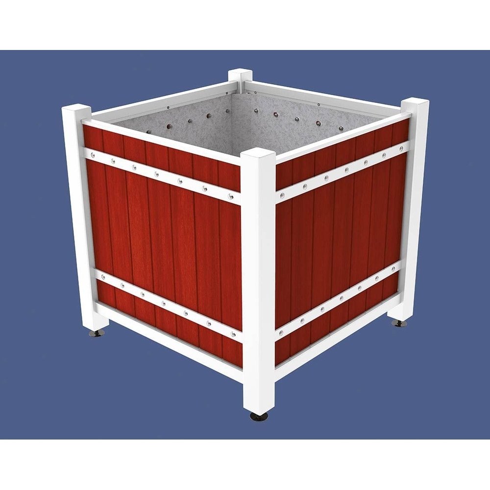 Bac à palmier Sarlat RAL9010 - lasuré acajou - 1230x1230x1185 - Intérieur tôle galva - PROCITY - 201279.9010.ACAJ