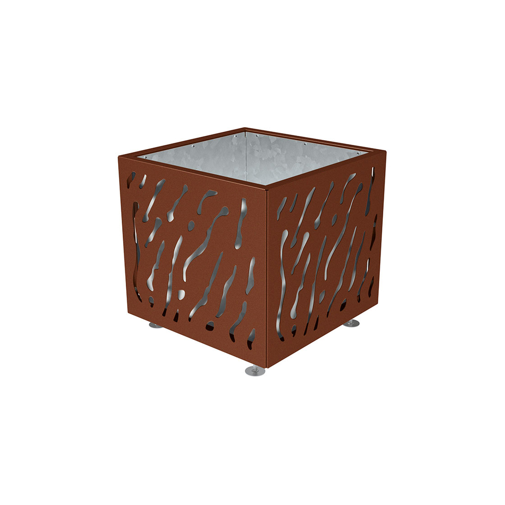 Bac à palmier Venise monochrome Aspect Corten - 790x790x760 - Intérieur tôle galva - PROCITY - 201485.S025