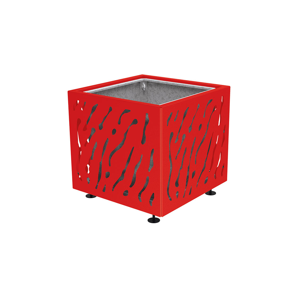 Bac à palmier Venise monochrome RAL3020 - 790x790x760 - Bac acier amovible anneaux inclus - PROCITY - 201487.3020