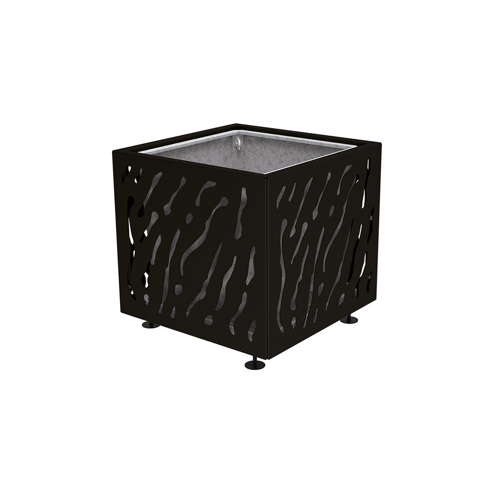 Bac à palmier Venise monochrome RAL9005 - 790x790x760 - Bac acier amovible anneaux inclus - PROCITY - 201487.9005