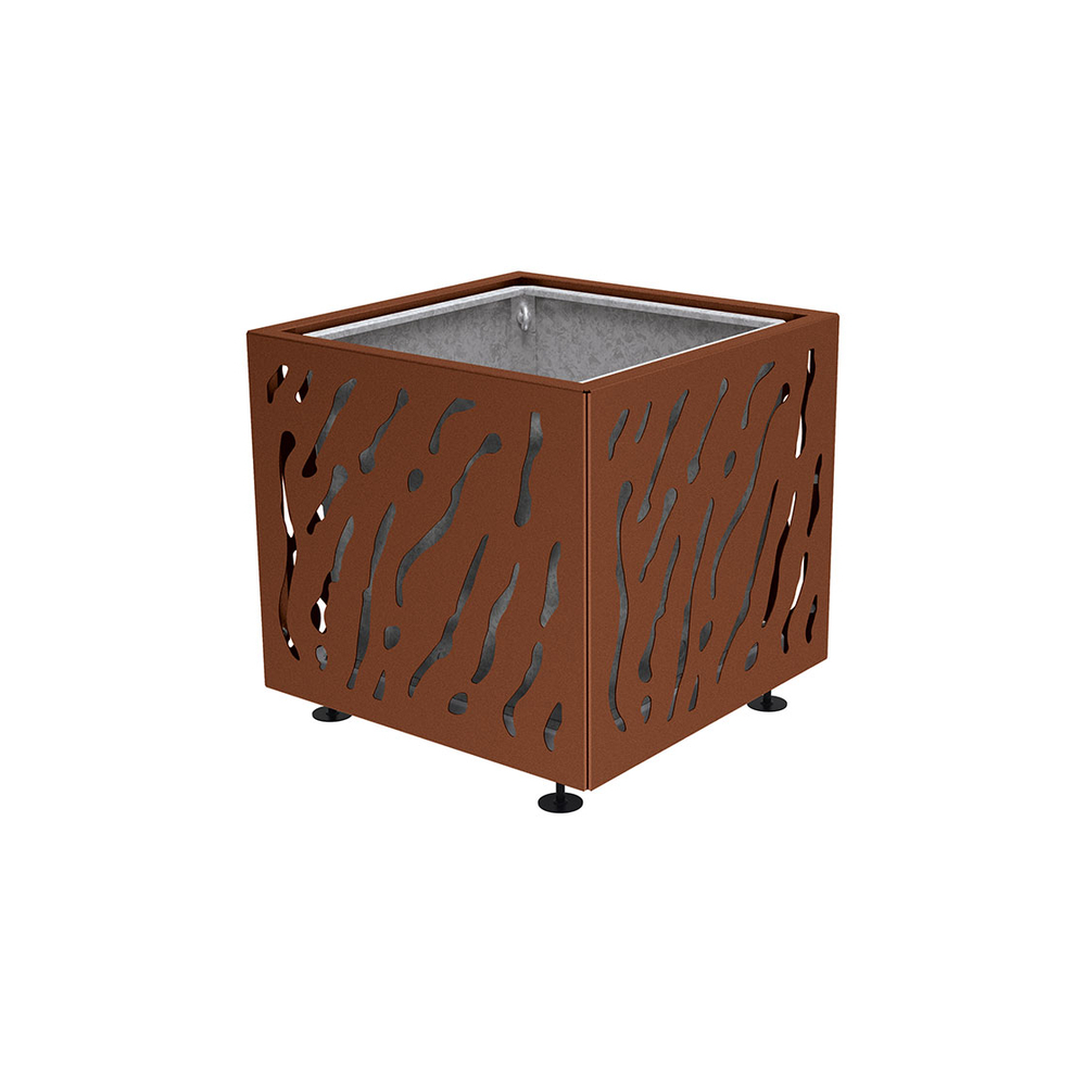 Bac à palmier Venise monochrome Aspect Corten - 790x790x760 - Bac acier amovible anneaux inclus - PROCITY - 201487.S025