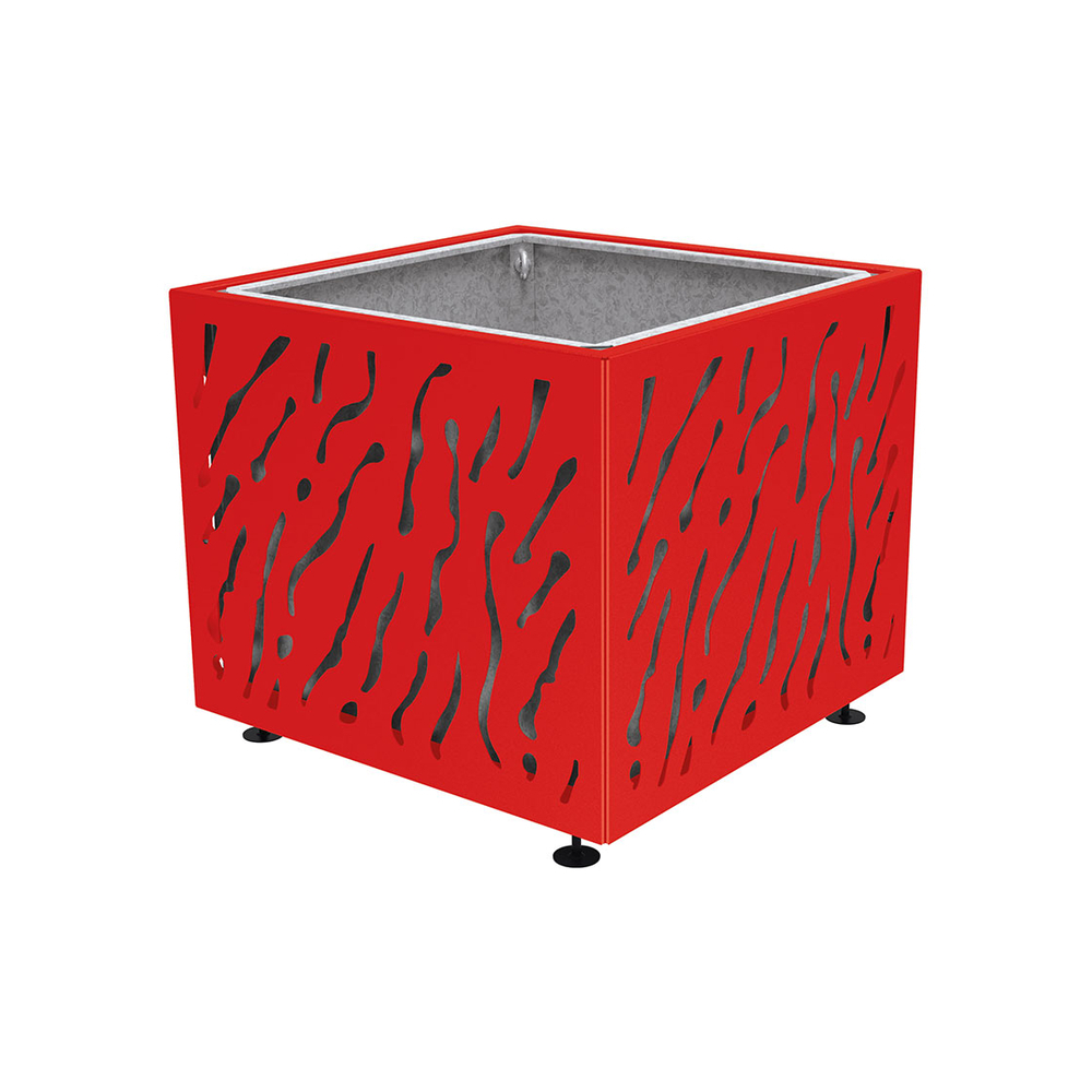 Bac à palmier Venise monochrome RAL3020 - 990x990x870 - Bac acier amovible anneaux inclus - PROCITY - 201492.3020