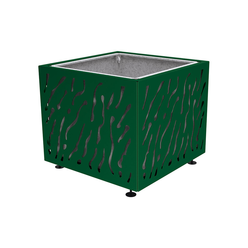 Bac à palmier Venise monochrome RAL6005 - 990x990x870 - Bac acier amovible anneaux inclus - PROCITY - 201492.6005