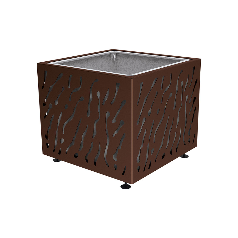 Bac à palmier Venise monochrome RAL8017 - 990x990x870 - Bac acier amovible anneaux inclus - PROCITY - 201492.8017