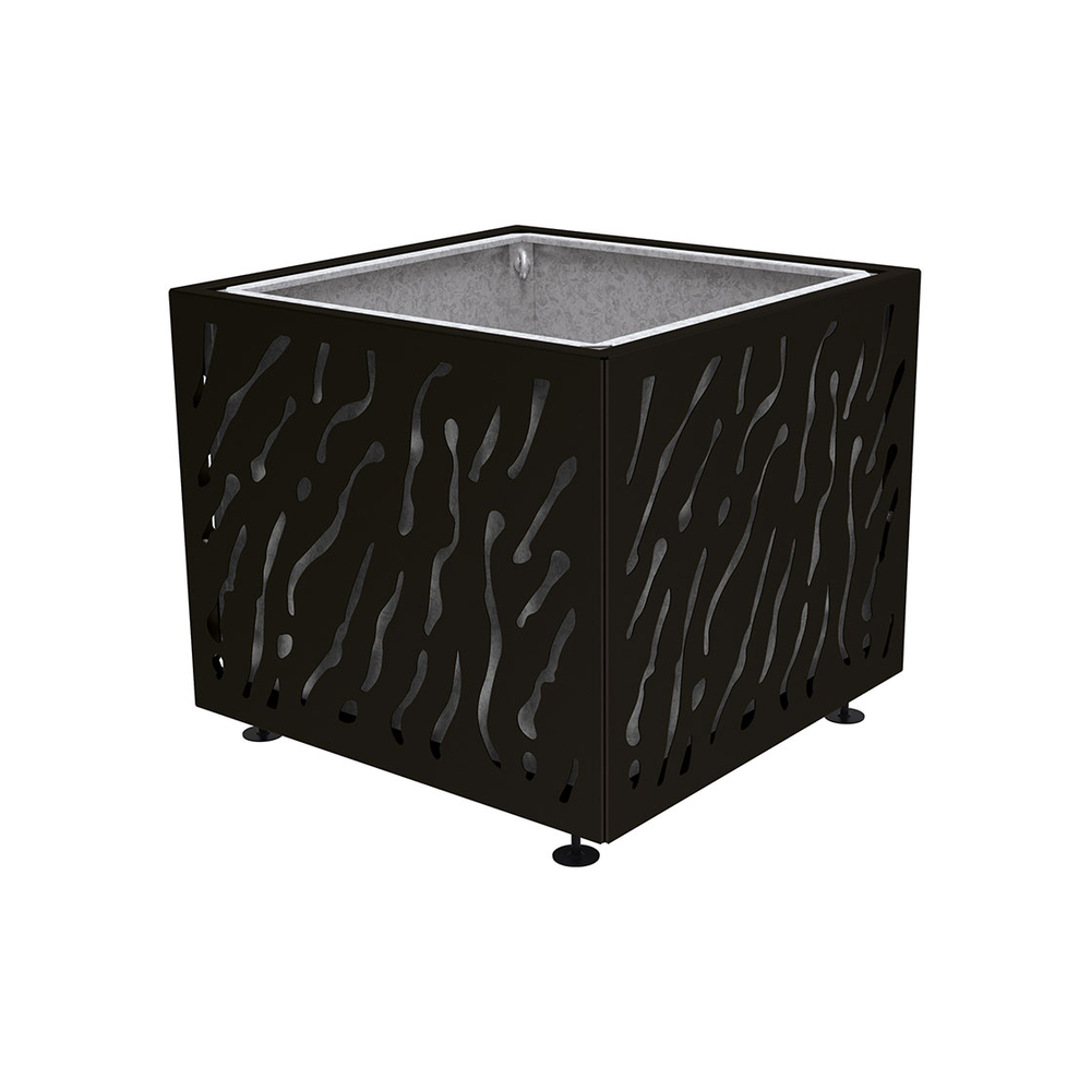 Bac à palmier Venise monochrome RAL9005 - 990x990x870 - Bac acier amovible anneaux inclus - PROCITY - 201492.9005