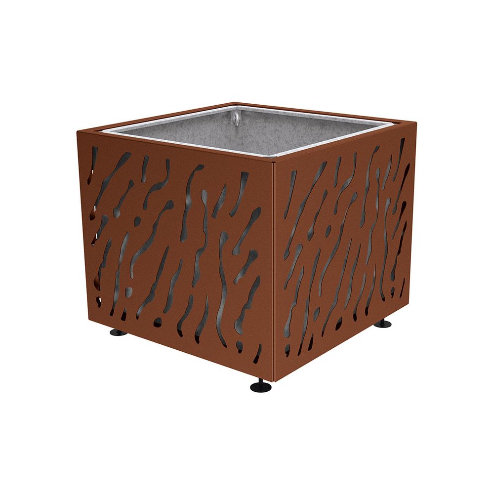 Bac à palmier Venise monochrome Aspect Corten - 990x990x870 - Bac acier amovible anneaux inclus - PROCITY - 201492.S025