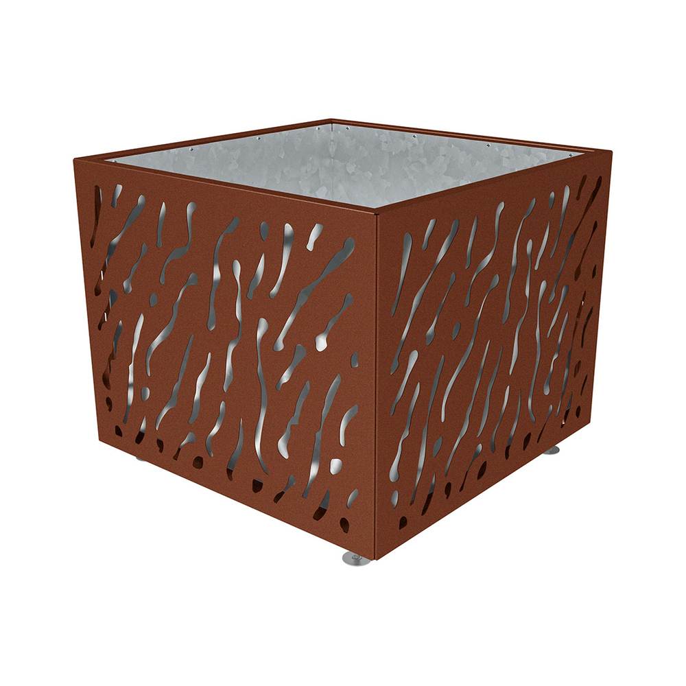 Bac à palmier Venise monochrome Aspect Corten - 1145x1145x960 - Intérieur tôle galva - PROCITY - 201493.S025