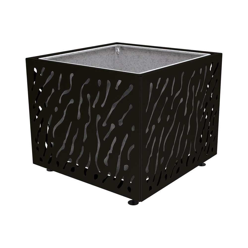 Bac à palmier Venise monochrome RAL9005 - 1145x1145x960 - Bac acier amovible anneaux inclus - PROCITY - 201495.9005