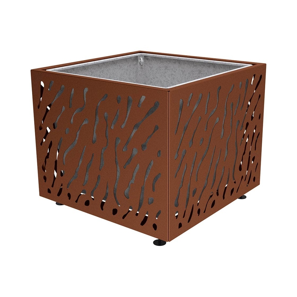 Bac à palmier Venise monochrome Aspect Corten - 1145x1145x960 - Bac acier amovible anneaux inclus - PROCITY - 201495.S025