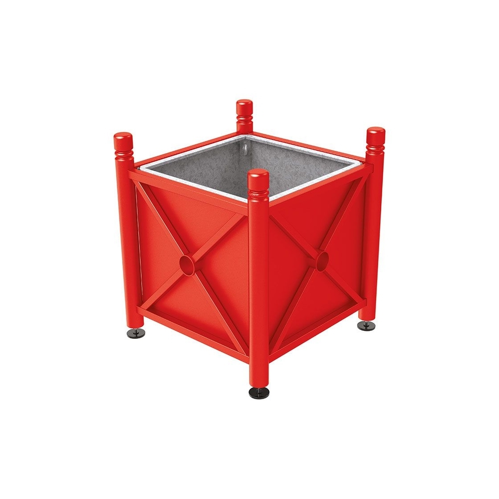 Bac à palmier acier Province City RAL3020 - 800x800x750 - Bac acier amovible anneaux inclus - PROCITY - 201520.3020