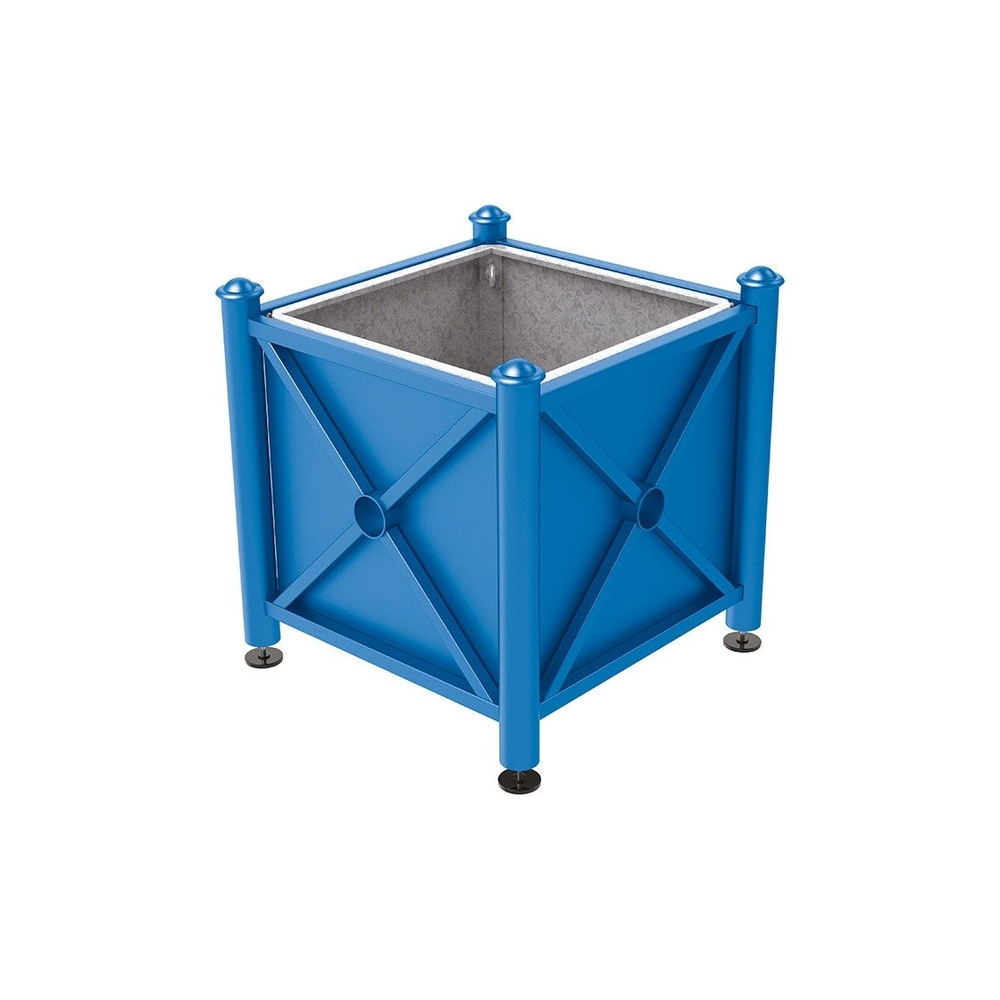 Bac à palmier acier Province Agora RAL5010 - 800x800x750 - Bac acier amovible anneaux inclus - PROCITY - 201522.5010