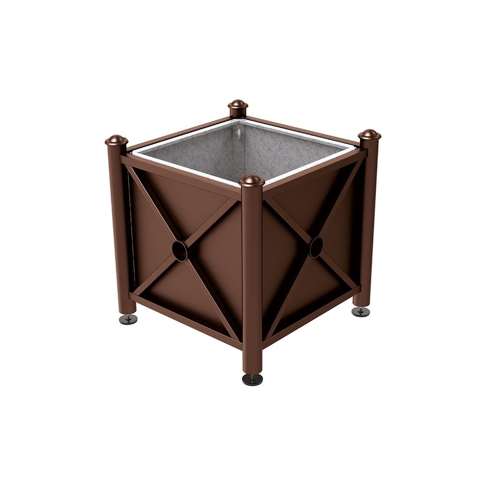 Bac à palmier acier Province Agora RAL8017 - 800x800x750 - Bac acier amovible anneaux inclus - PROCITY - 201522.8017