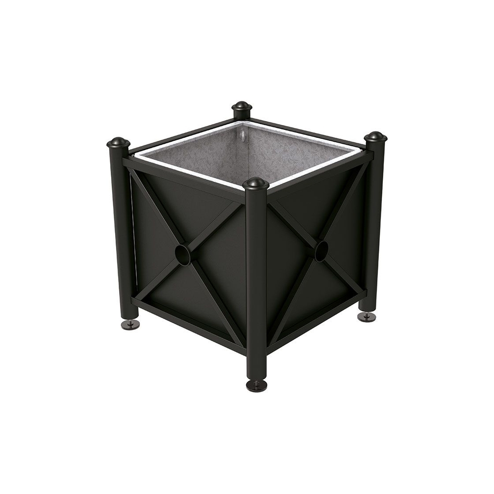 Bac à palmier acier Province Agora RAL9005 - 800x800x750 - Bac acier amovible anneaux inclus - PROCITY - 201522.9005