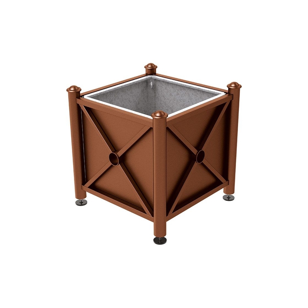 Bac à palmier acier Province Agora Aspect Corten - 800x800x750 - Bac acier amovible anneaux inclus - PROCITY - 201522.S025