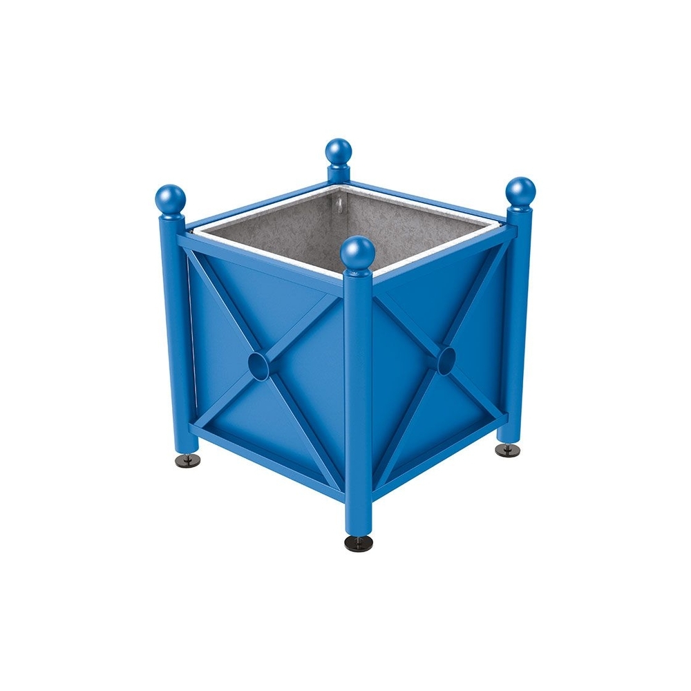 Bac à palmier acier Province Boule RAL5010 - 800x800x750 - Bac acier amovible anneaux inclus - PROCITY - 201524.5010