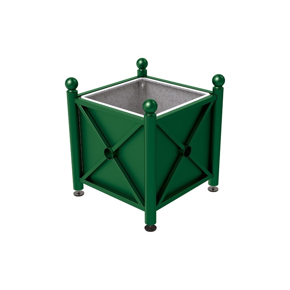 Bac à palmier acier Province Boule RAL6005 - 800x800x750 - Bac acier amovible anneaux inclus - PROCITY - 201524.6005