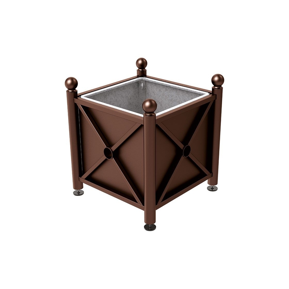 Bac à palmier acier Province Boule RAL8017 - 800x800x750 - Bac acier amovible anneaux inclus - PROCITY - 201524.8017