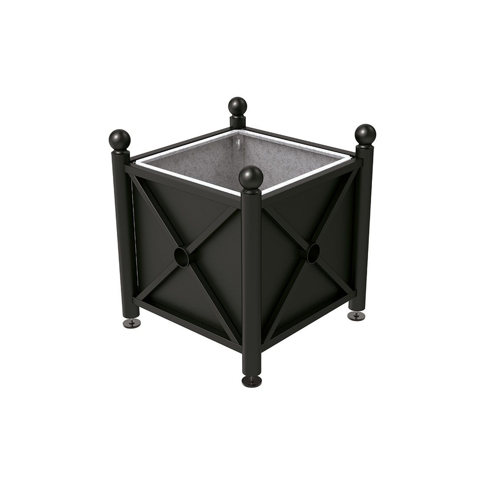 Bac à palmier acier Province Boule RAL9005 - 800x800x750 - Bac acier amovible anneaux inclus - PROCITY - 201524.9005