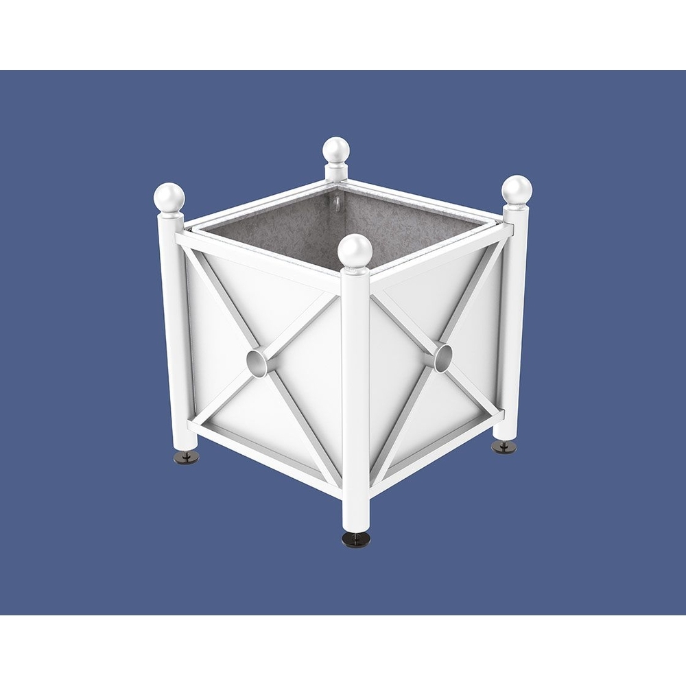 Bac à palmier acier Province Boule RAL9010 - 800x800x750 - Bac acier amovible anneaux inclus - PROCITY - 201524.9010