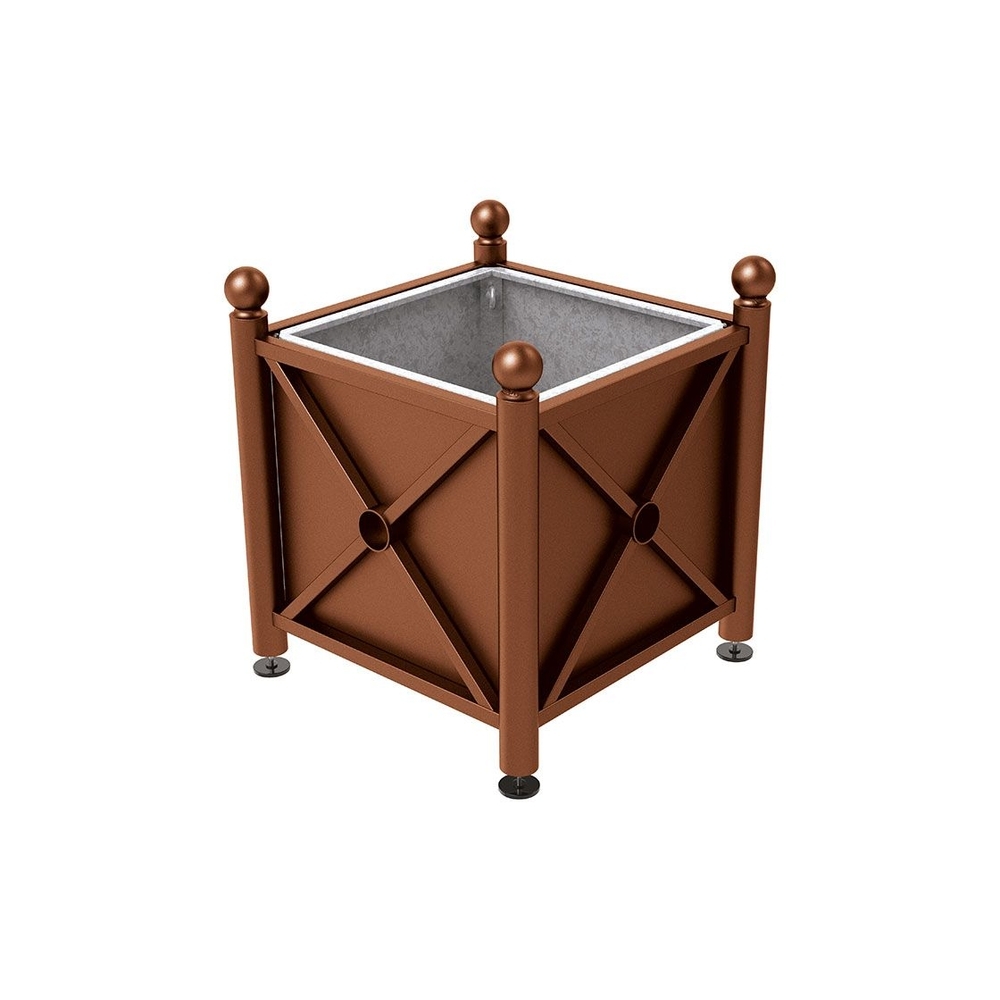 Bac à palmier acier Province Boule Aspect Corten - 800x800x750 - Bac acier amovible anneaux inclus - PROCITY - 201524.S025