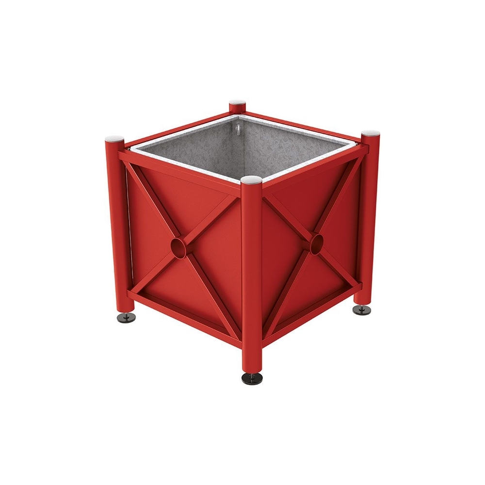 Bac à palmier acier Province Inox brossé RAL3004 - 800x800x750 - Bac acier amovible anneaux inclus - PROCITY - 201528.3004