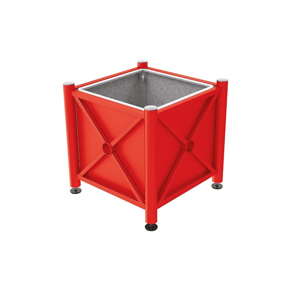 Bac à palmier acier Province Inox brossé RAL3020 - 800x800x750 - Bac acier amovible anneaux inclus - PROCITY - 201528.3020