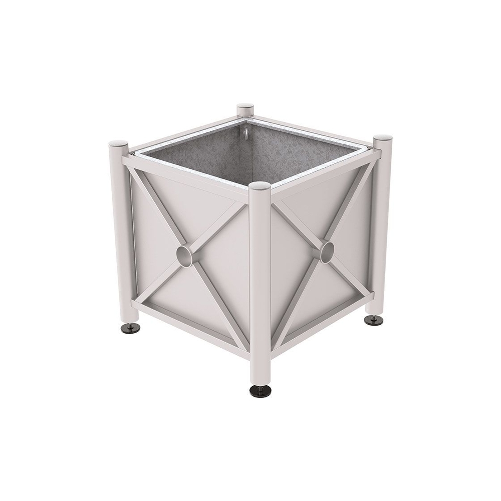 Bac à palmier acier Province Inox brossé RAL7044 - 800x800x750 - Bac acier amovible anneaux inclus - PROCITY - 201528.7044