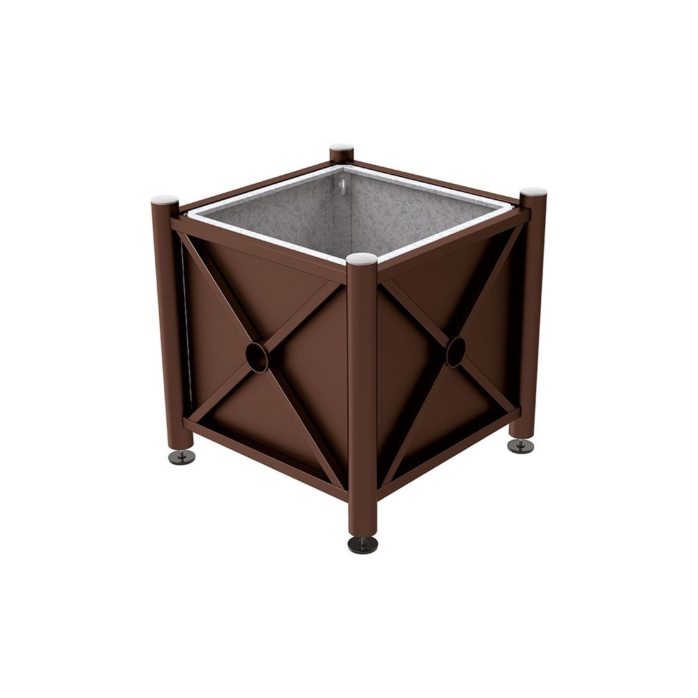 Bac à palmier acier Province Inox brossé RAL8017 - 800x800x750 - Bac acier amovible anneaux inclus - PROCITY - 201528.8017