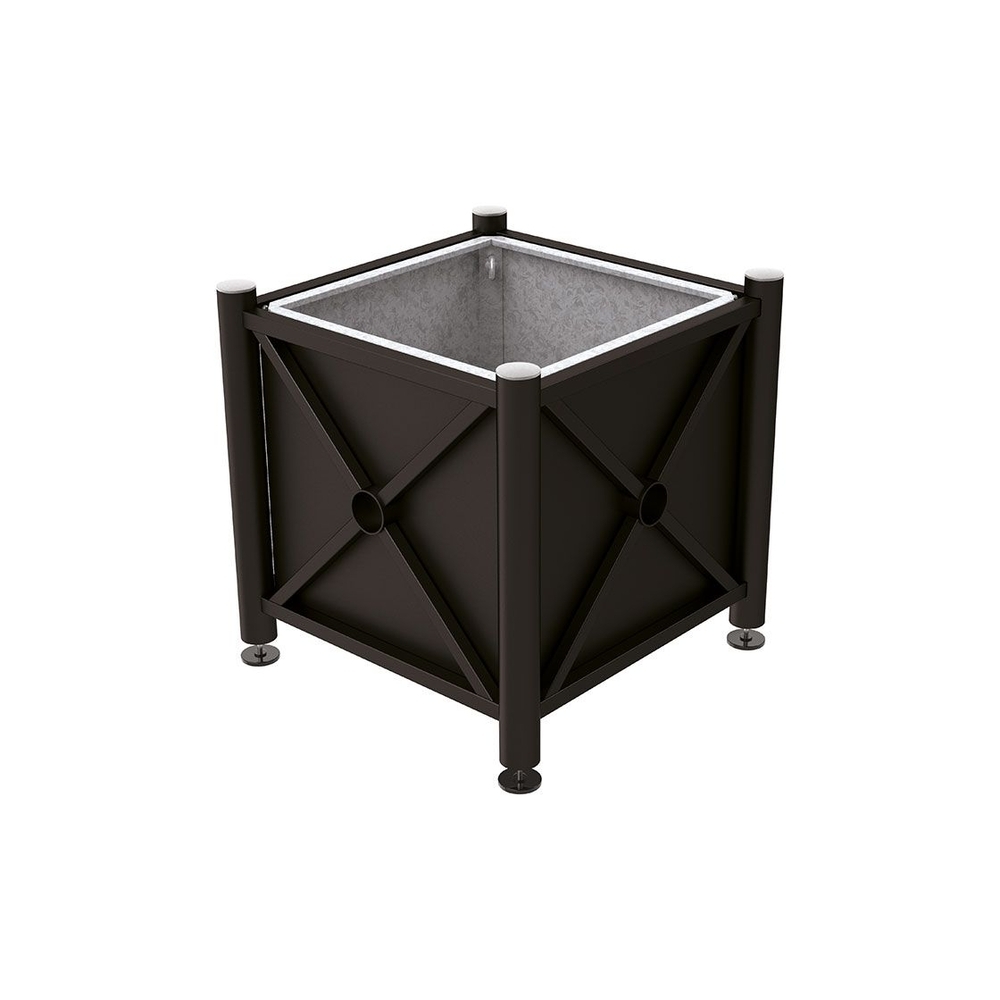 Bac à palmier acier Province Inox brossé RAL9005 - 800x800x750 - Bac acier amovible anneaux inclus - PROCITY - 201528.9005