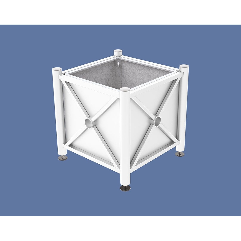 Bac à palmier acier Province Inox brossé RAL9010 - 800x800x750 - Bac acier amovible anneaux inclus - PROCITY - 201528.9010