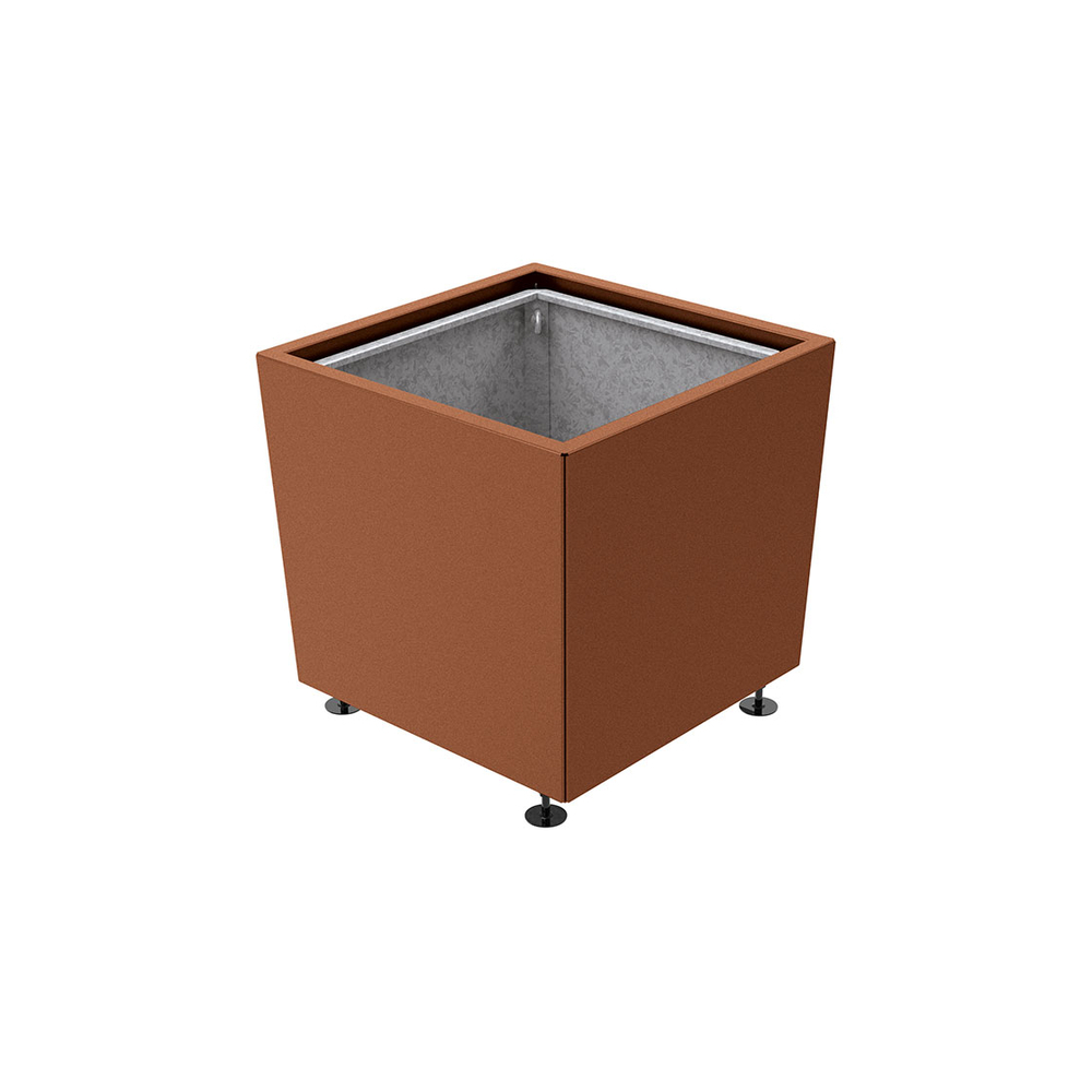 Bac à palmier Olbia carré Aspect Corten - 800x800x710 - Bac acier amovible anneaux inclus - PROCITY - 201543.S025